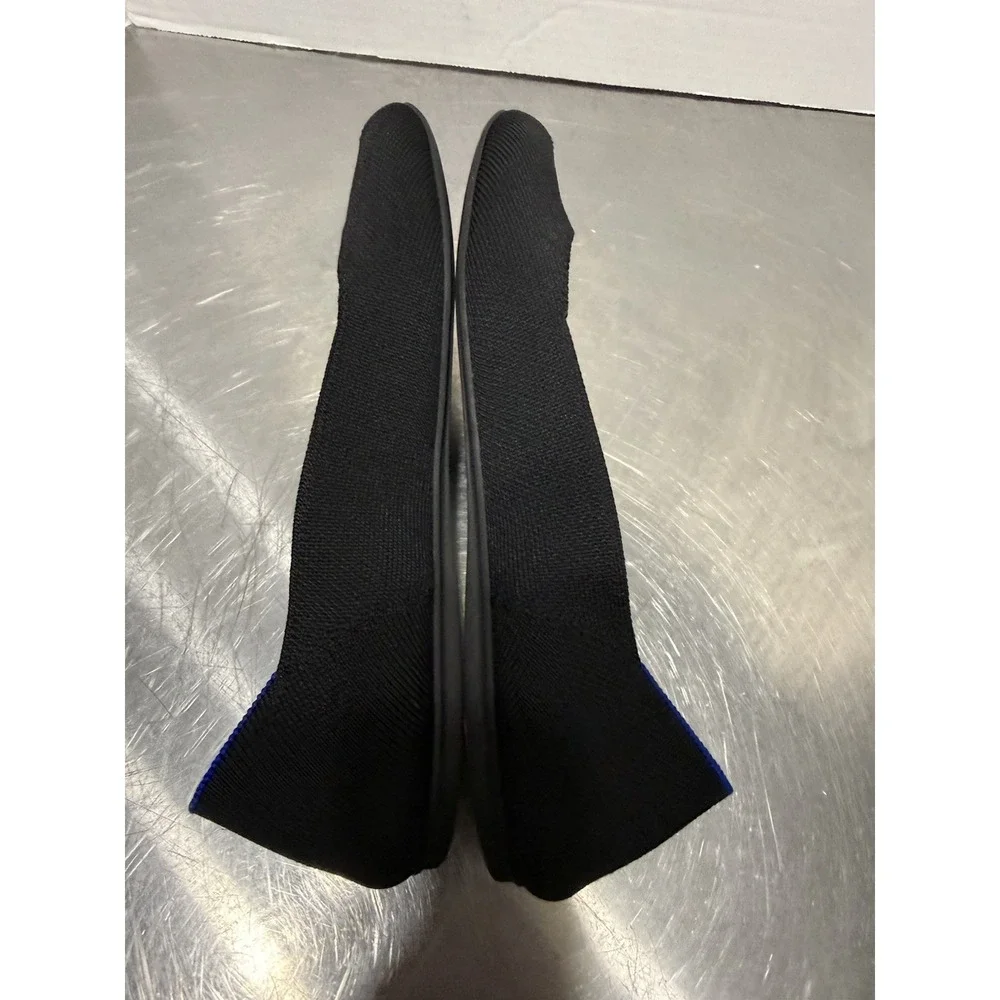 Rothy’s Black Knit Ballet Flats with Blue Trim